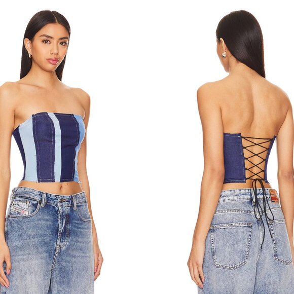 MORE TO COME Tie-Up Denim Vitta Corset Top | Size Small - Picture 2 of 3